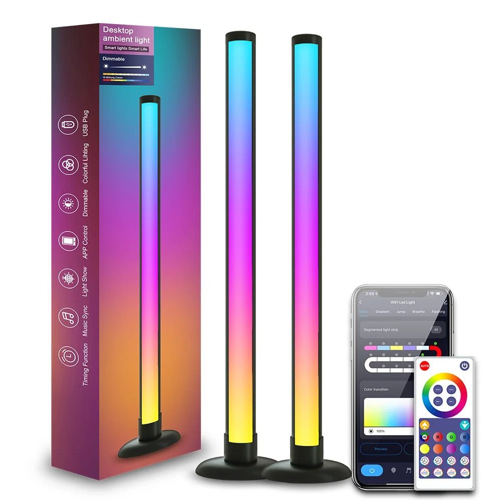 RGB Ambient LED Desktop Light With WiFi Bluetooth App Control Double Sided Luminous Design And Remo 5
