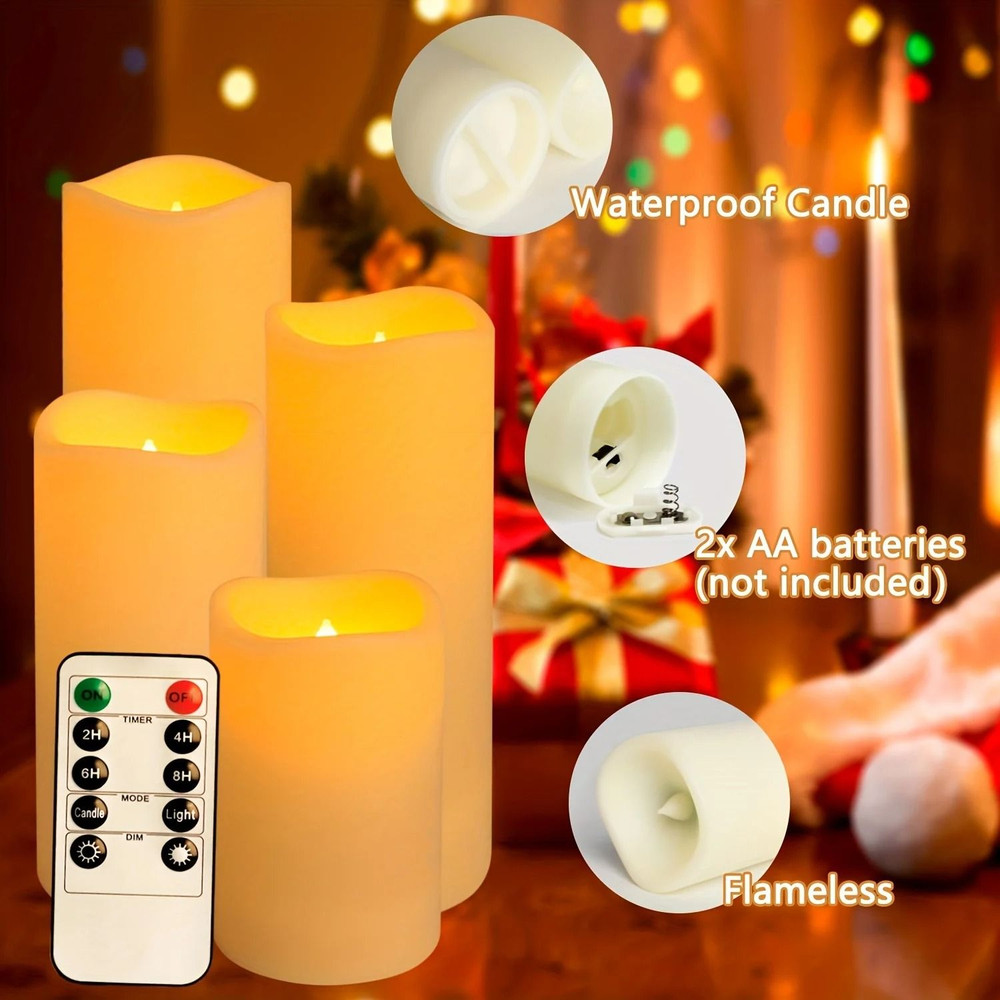Flameless LED Candles With Remote Control And Timer Waterproof Battery Operated For Indoor And Outd 2