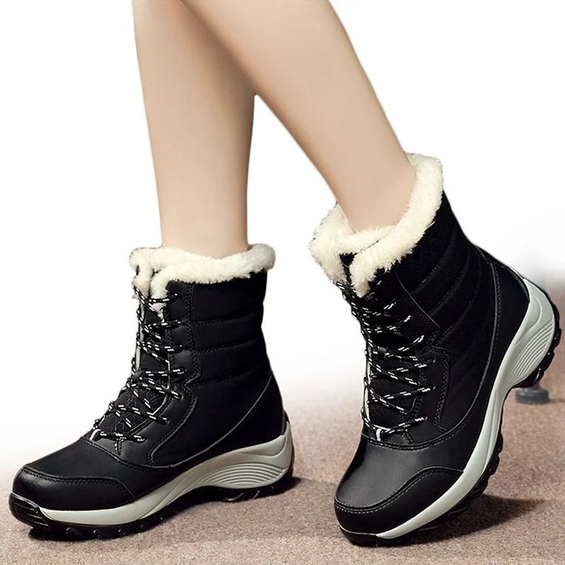 Womens Winter Ankle Boots Lightweight Platform Snow Boots With Heels Warm Botines 4