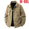 Mens Spring Cargo Jacket Oversized Windbreaker Casual Coat With Turn Down Collar 0