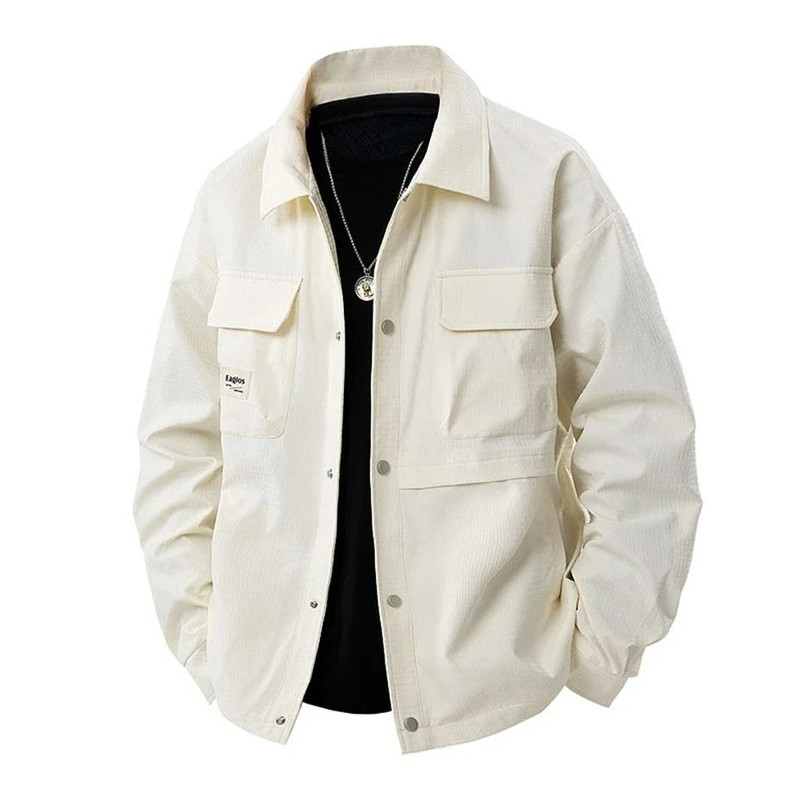 Mens Spring Cargo Jacket Oversized Windbreaker Casual Coat With Turn Down Collar 6