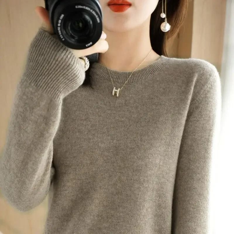 Womens Spring Autumn Sweater Knitwear Long Sleeve Pullover Soft O Neck Jumper 0