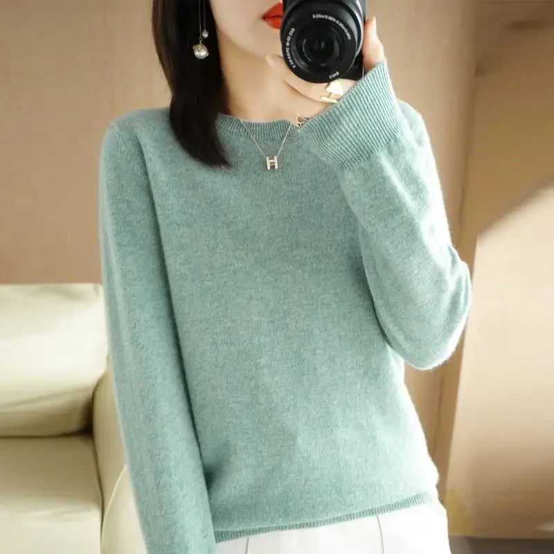 Womens Spring Autumn Sweater Knitwear Long Sleeve Pullover Soft O Neck Jumper 1