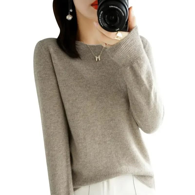 Womens Spring Autumn Sweater Knitwear Long Sleeve Pullover Soft O Neck Jumper 4