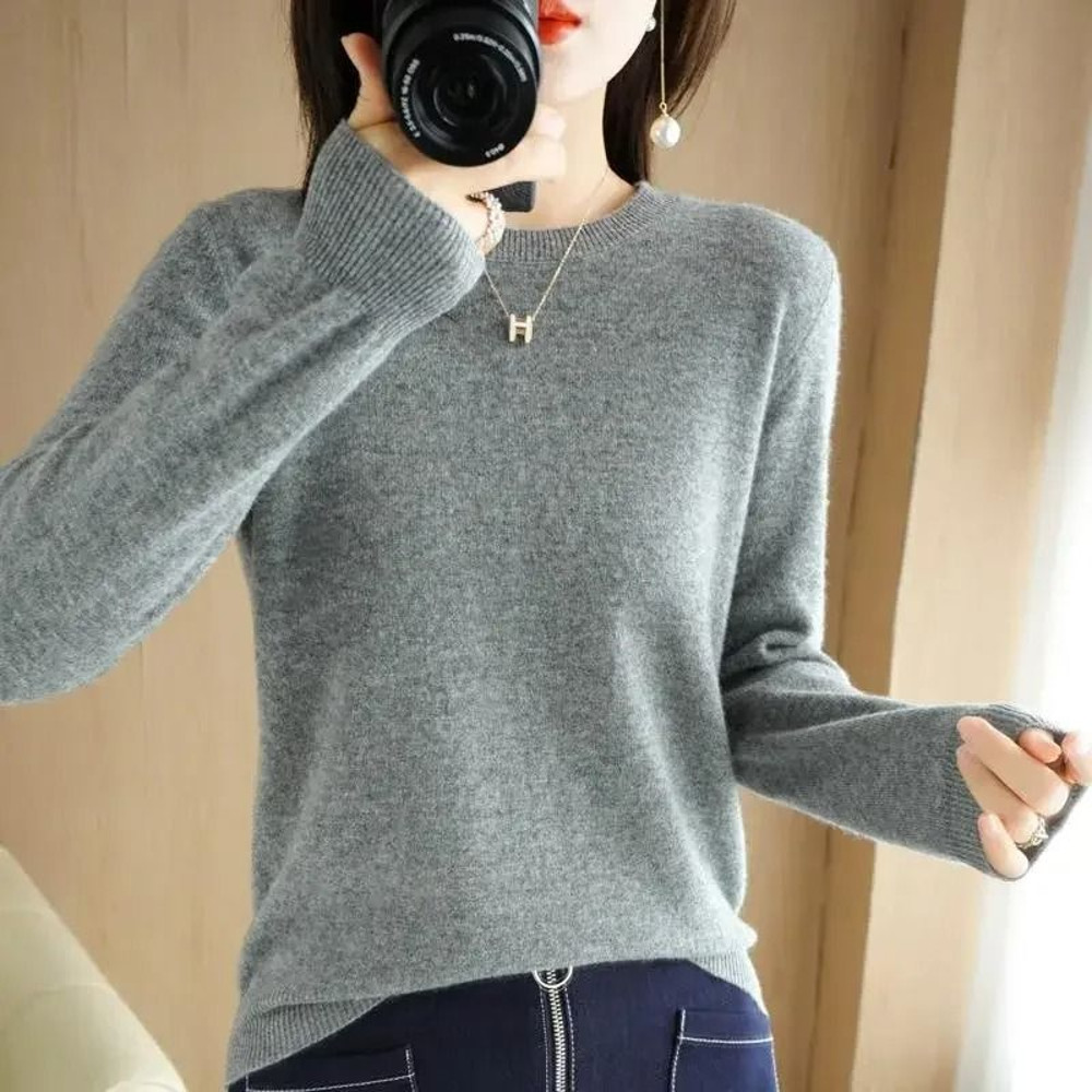 Womens Spring Autumn Sweater Knitwear Long Sleeve Pullover Soft O Neck Jumper 5