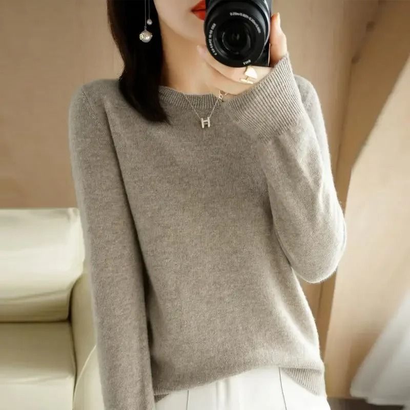 Womens Spring Autumn Sweater Knitwear Long Sleeve Pullover Soft O Neck Jumper 7