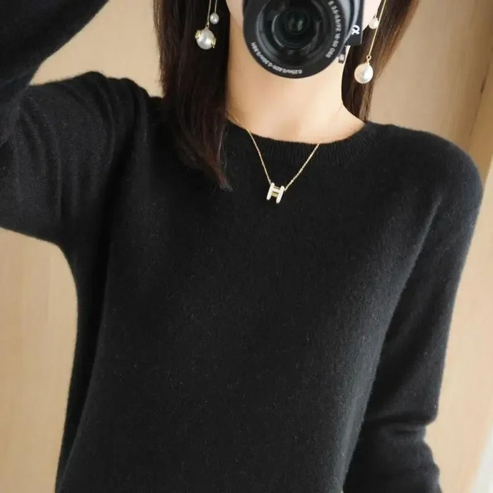 Womens Spring Autumn Sweater Knitwear Long Sleeve Pullover Soft O Neck Jumper 9