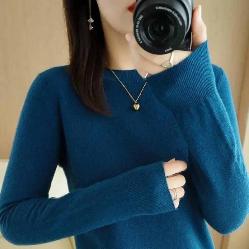 Womens Spring Autumn Sweater Knitwear Long Sleeve Pullover Soft O Neck Jumper 10