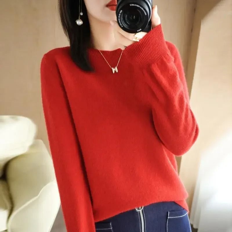 Womens Spring Autumn Sweater Knitwear Long Sleeve Pullover Soft O Neck Jumper 11