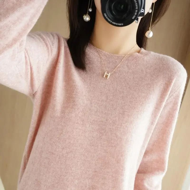 Womens Spring Autumn Sweater Knitwear Long Sleeve Pullover Soft O Neck Jumper 12