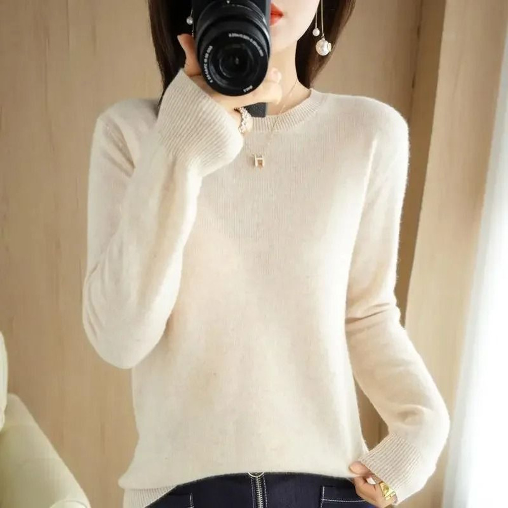 Womens Spring Autumn Sweater Knitwear Long Sleeve Pullover Soft O Neck Jumper 13