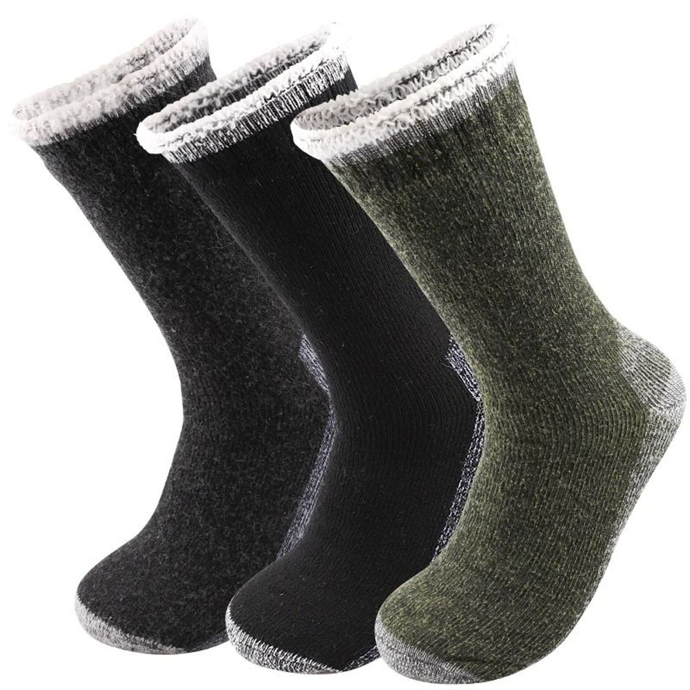 Mens Merino Wool Winter Socks Super Thick Thermal Fleece Terry Mid Tube Cashmere Blend 9