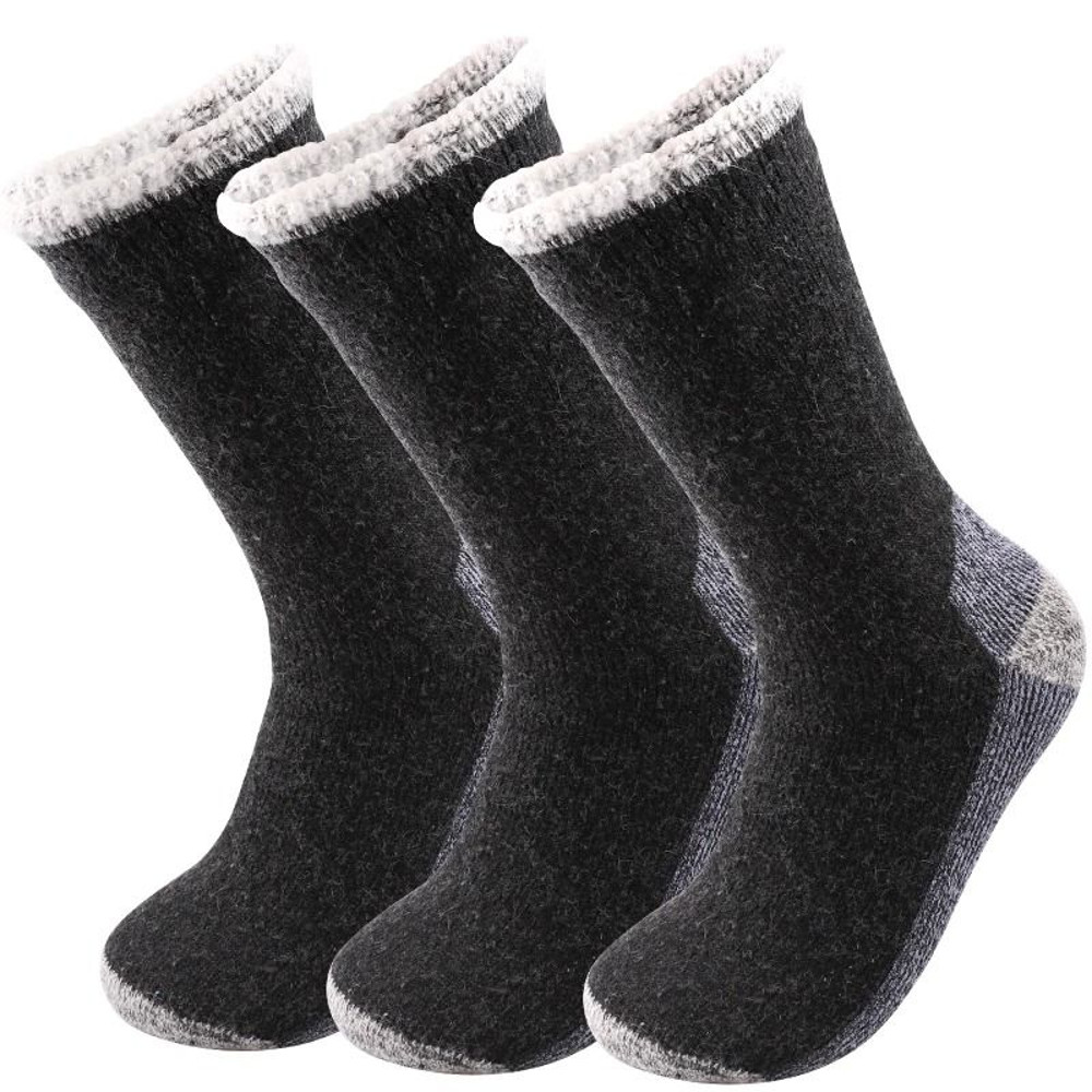 Mens Merino Wool Winter Socks Super Thick Thermal Fleece Terry Mid Tube Cashmere Blend 8
