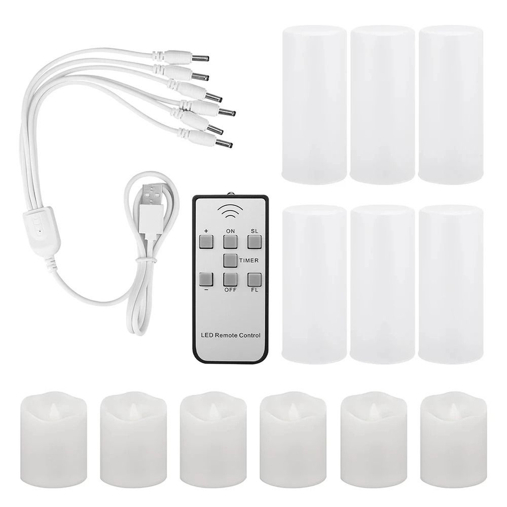 Rechargeable LED Flameless Candles With Remote Control Flickering Tealights 6