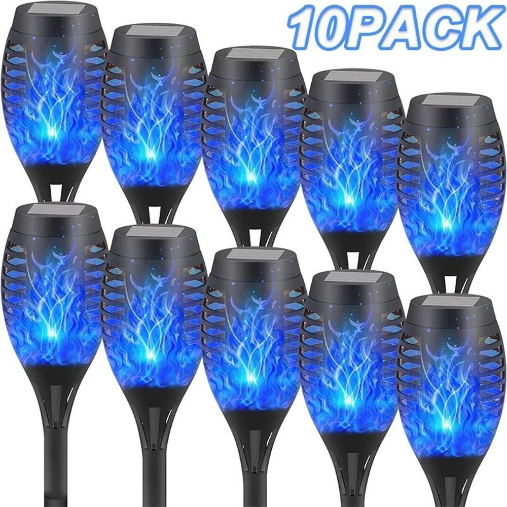 Solar Flame Torch Lights Outdoor Waterproof Flickering LED Garden Path Lamps 0