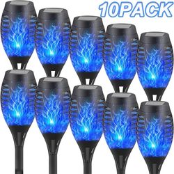 solar flame torch lights outdoor waterproof flickering led garden path lamps
