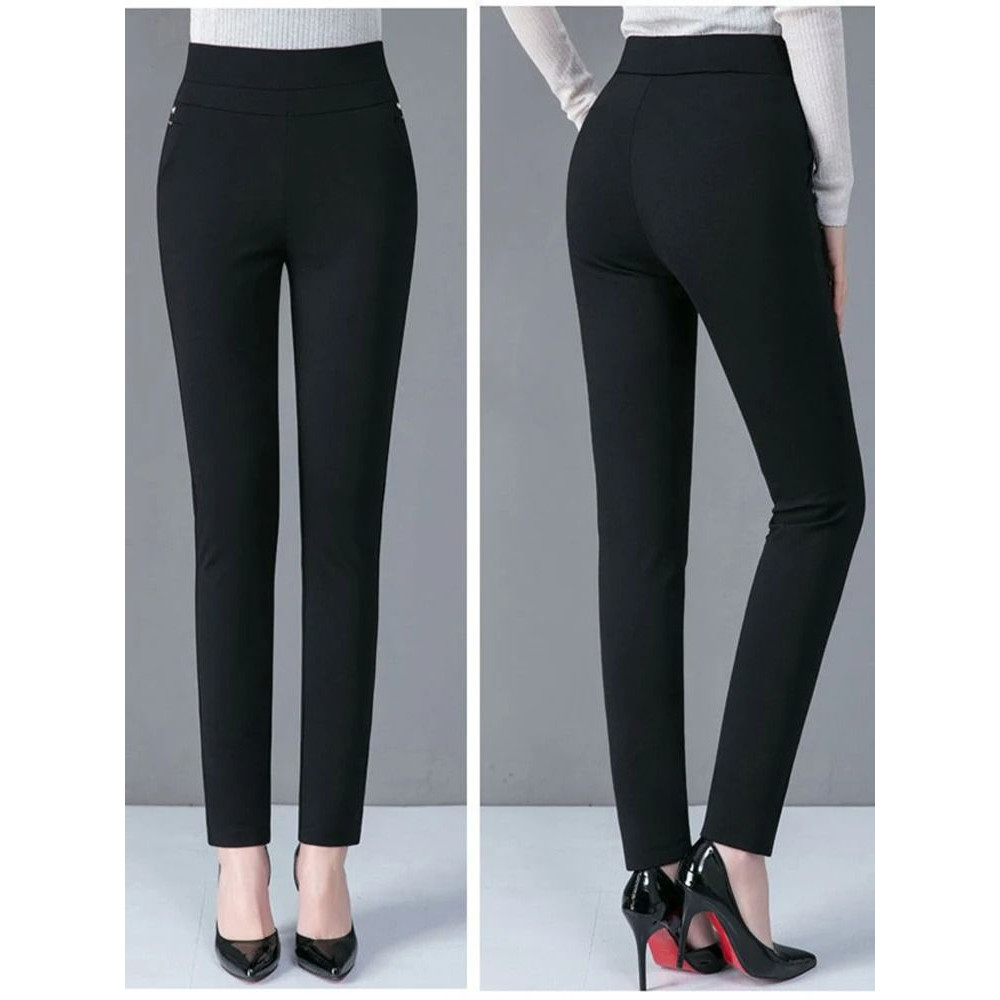 Womens Winter Pencil Pants With Plush Lining Slim Fit Stretch Leggings 3