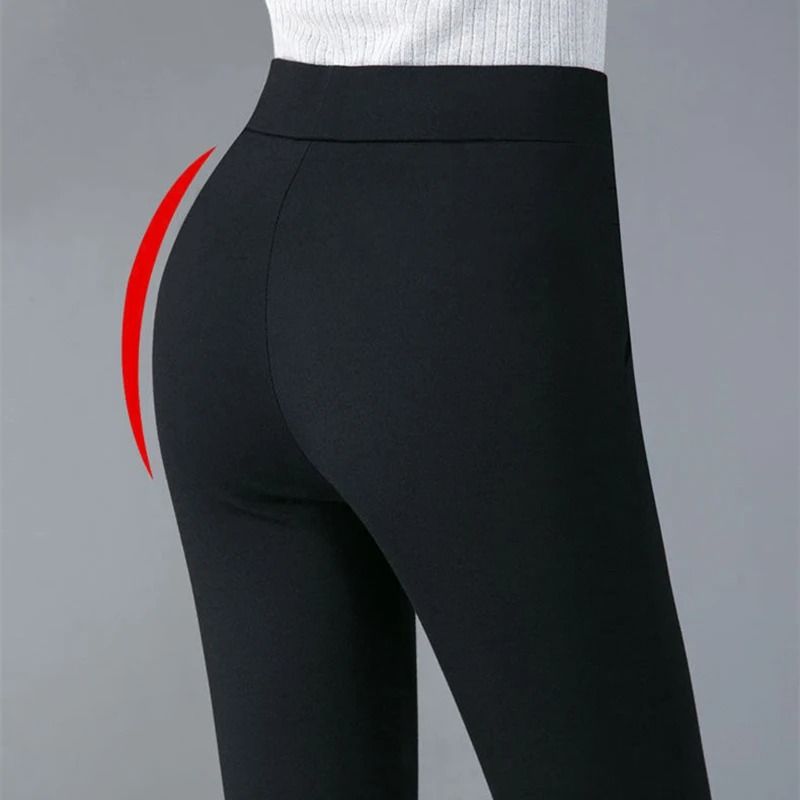 Womens Winter Pencil Pants With Plush Lining Slim Fit Stretch Leggings 5