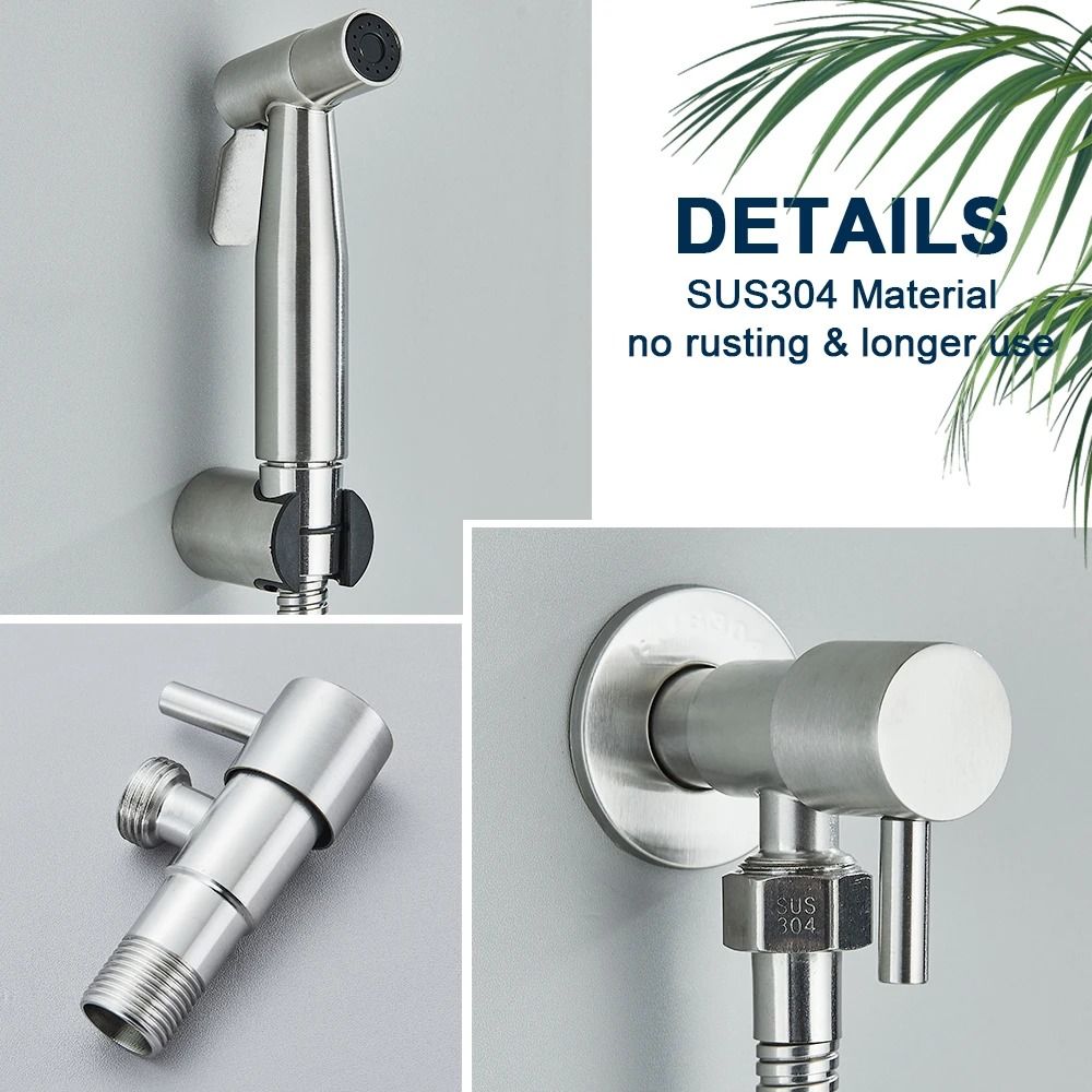 Black Stainless Steel Handheld Bidet Sprayer With Wall Mounted Holder For Bathroom 3