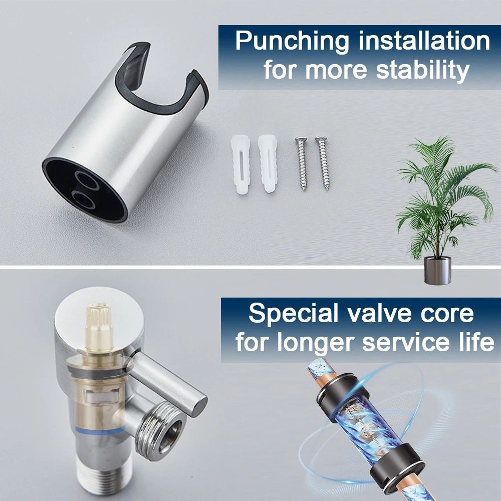 Black Stainless Steel Handheld Bidet Sprayer With Wall Mounted Holder For Bathroom 4
