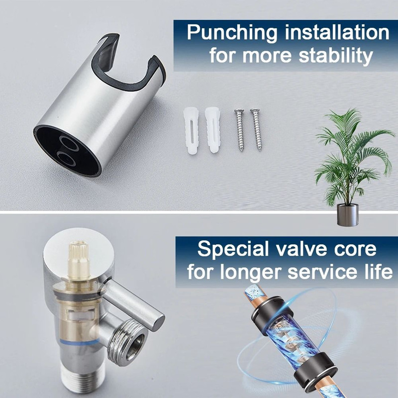 Black Stainless Steel Handheld Bidet Sprayer With Wall Mounted Holder For Bathroom 4