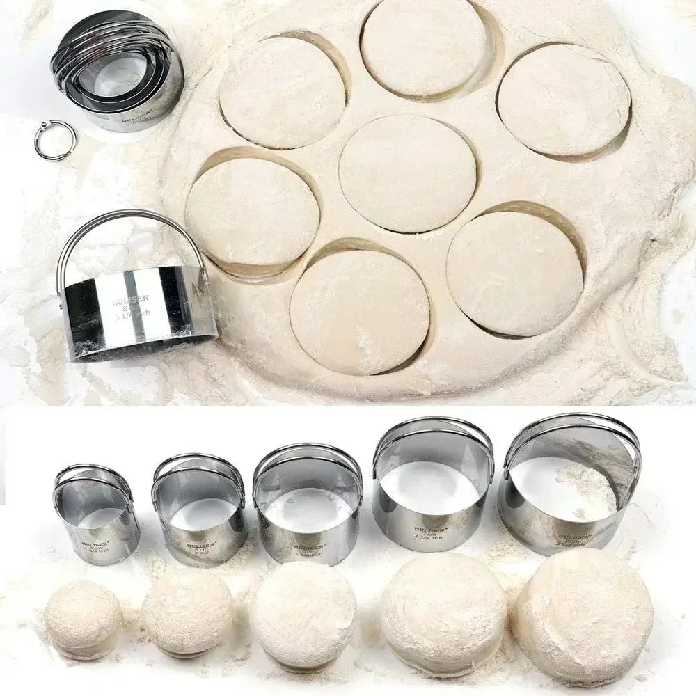 5 Piece Round Stainless Steel Biscuit Cutter Set With Handle 4