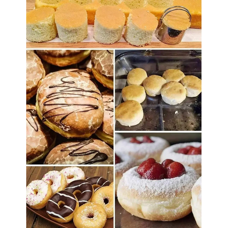 5 Piece Round Stainless Steel Biscuit Cutter Set With Handle 5