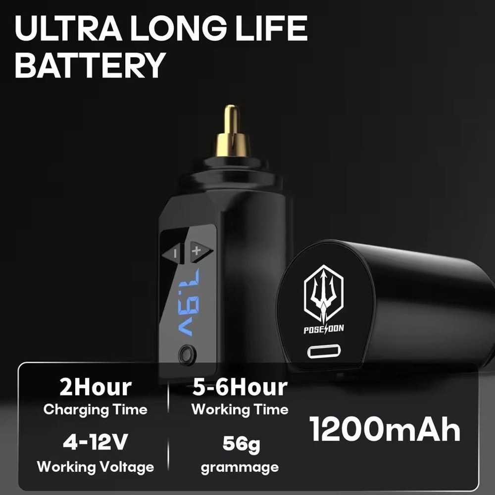 Poseidon High Power Wireless Tattoo Pen Kit For Permanent Makeup 3