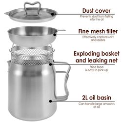 stainless steel oil strainer pot with mesh basket 2l 1.5l