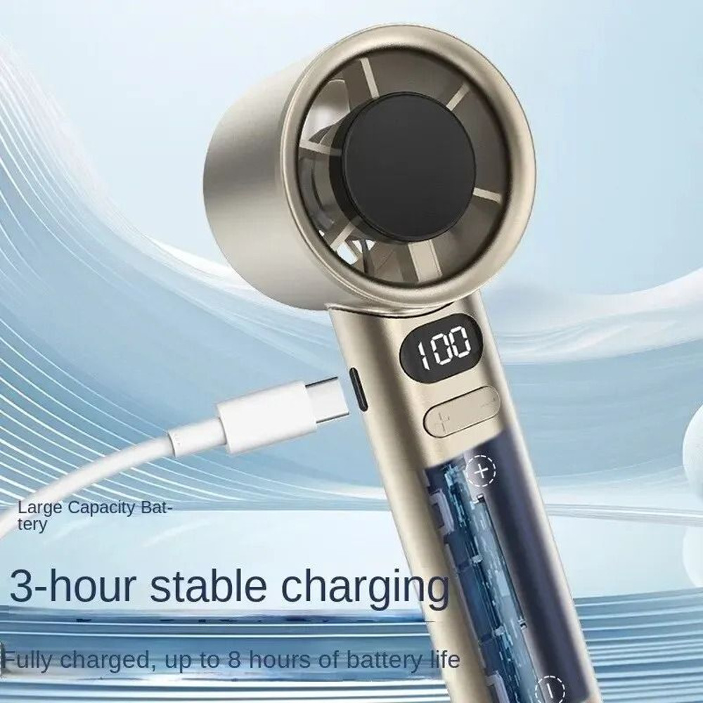 Portable USB Rechargeable Bladeless Handheld Fan With Adjustable Speeds 4