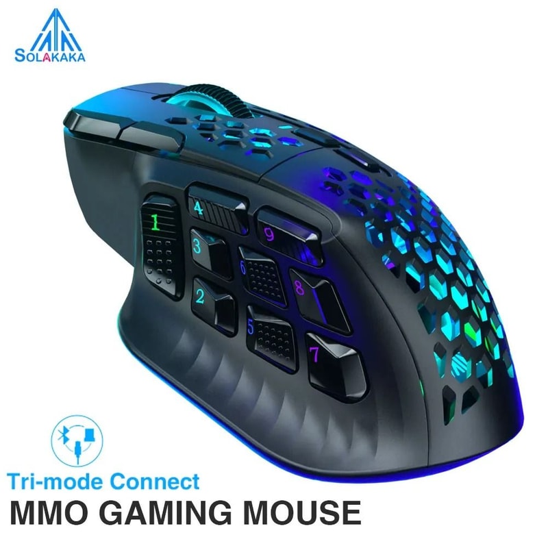 SOLAKAKA SM809 Pro Wireless MMO Gaming Mouse PAW3311 With 16 Programmable Buttons 0