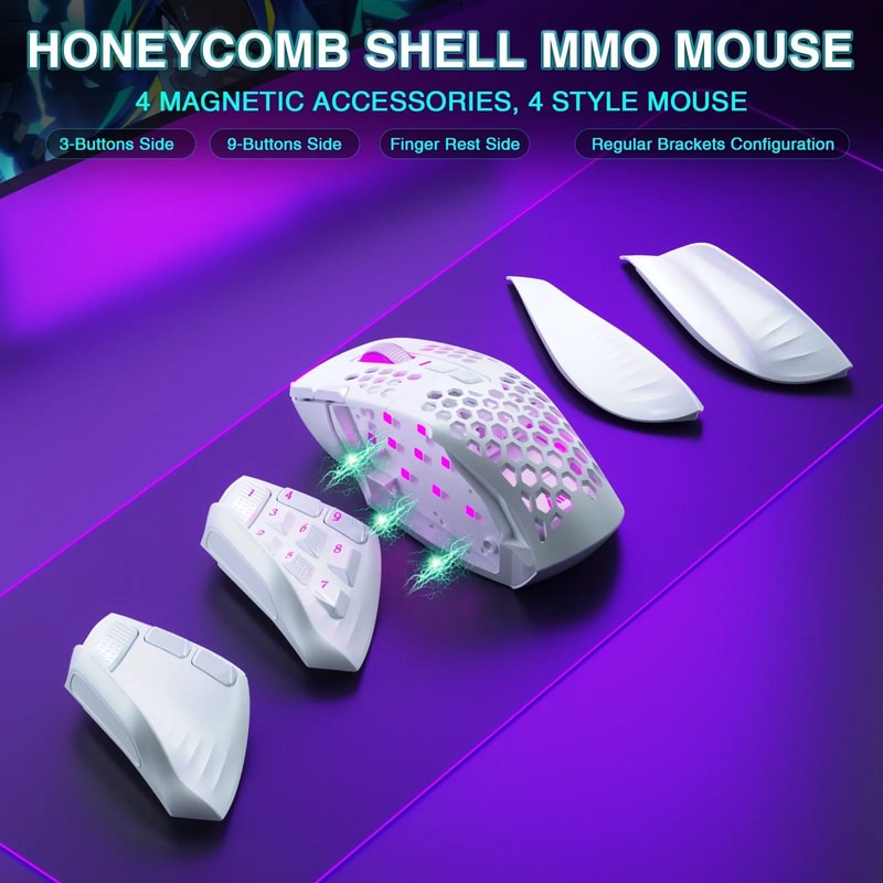 SOLAKAKA SM809 Pro Wireless MMO Gaming Mouse PAW3311 With 16 Programmable Buttons 5