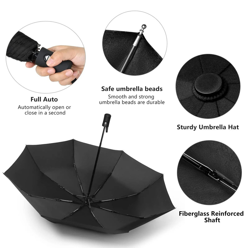 Windproof Double Layer Fully Automatic 12 Bone Umbrella UV Resistant Folding 4