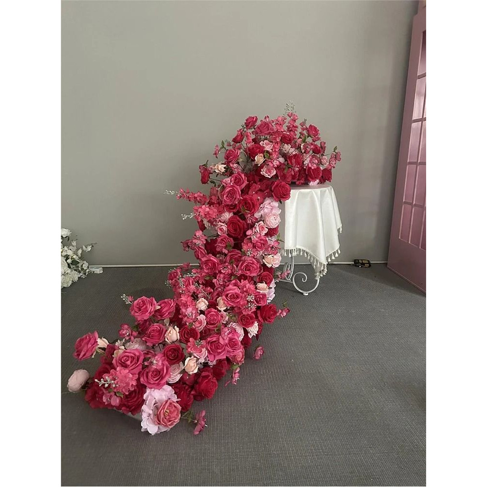 Pink Rose Large Flower Row Runner For Wedding Decor Floral Backdrop 8