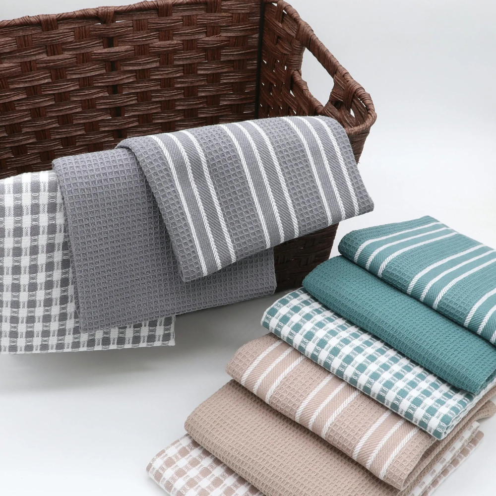 Cotton Waffle Weave Kitchen Dish Cloths Ultra Soft Quick Drying Towels 3 Pack 4