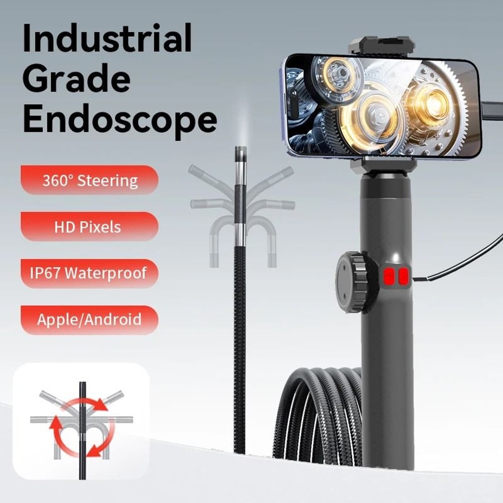 Two Way 360 Articulating Borescope 1080P Waterproof Endoscope With Light And Phone Connection 1
