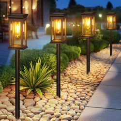 solar garden lights pack outdoor waterproof led pathway lamps for yard and walkway