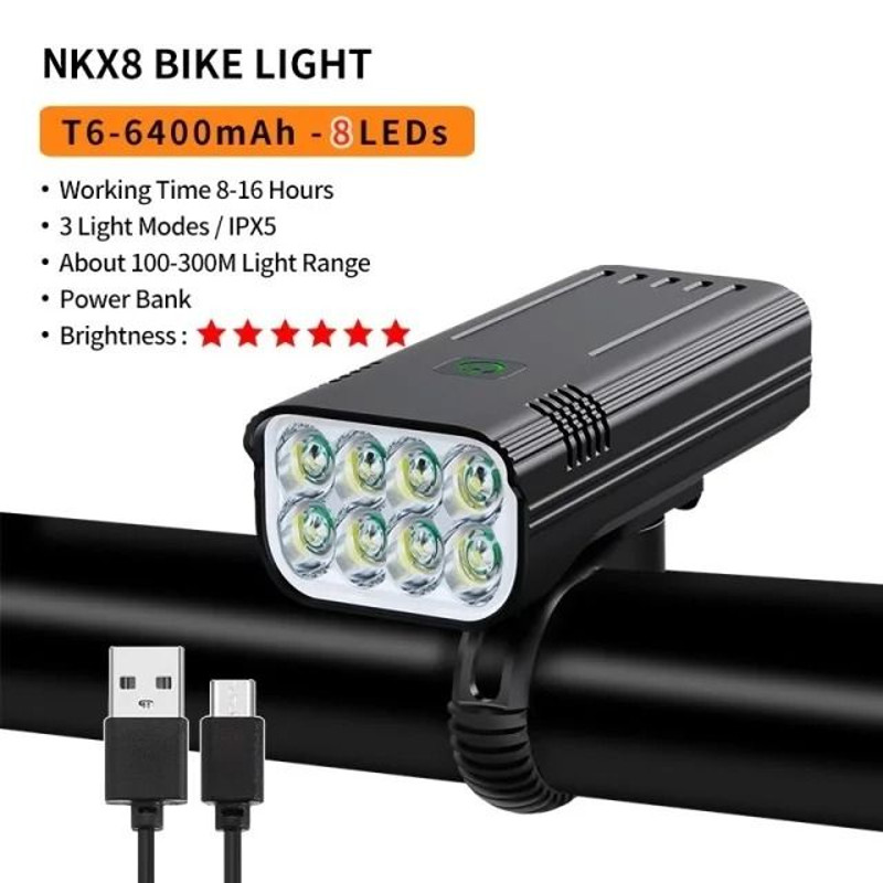 Rechargeable Bike Light Set 10000mAh 3600 Lumens LED Front And Rear Lights 9