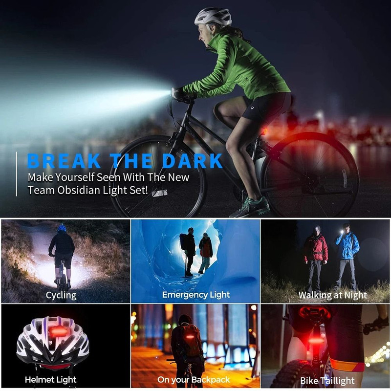 Rechargeable Bike Light Set 10000mAh 3600 Lumens LED Front And Rear Lights 5