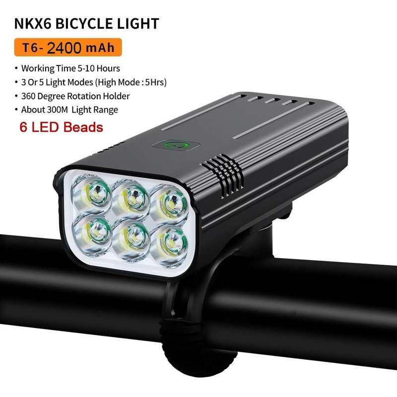 Rechargeable Bike Light Set 10000mAh 3600 Lumens LED Front And Rear Lights 6