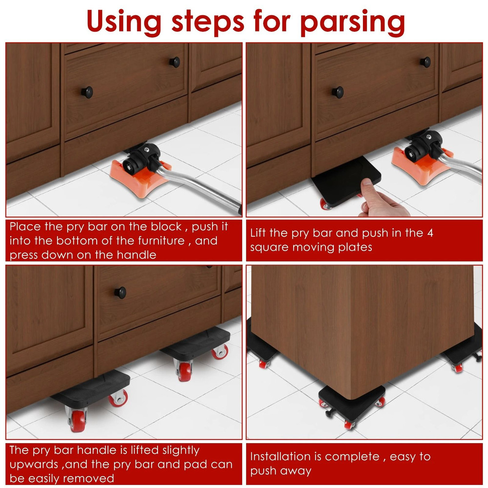 Heavy Duty Furniture Lifter Roller Tool Kit With Appliance Lift Sliders 5