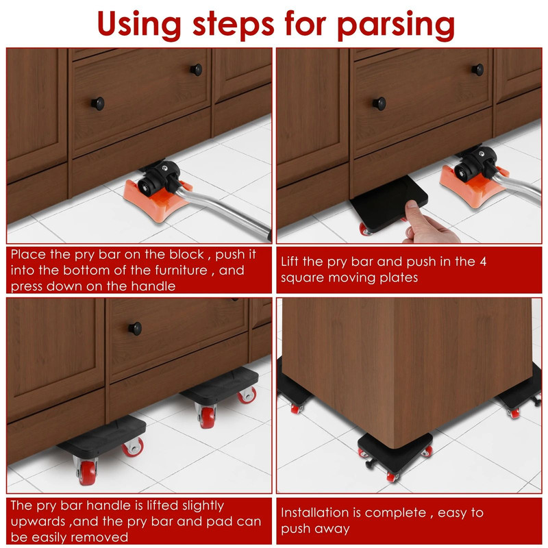 Heavy Duty Furniture Lifter Roller Tool Kit With Appliance Lift Sliders 5