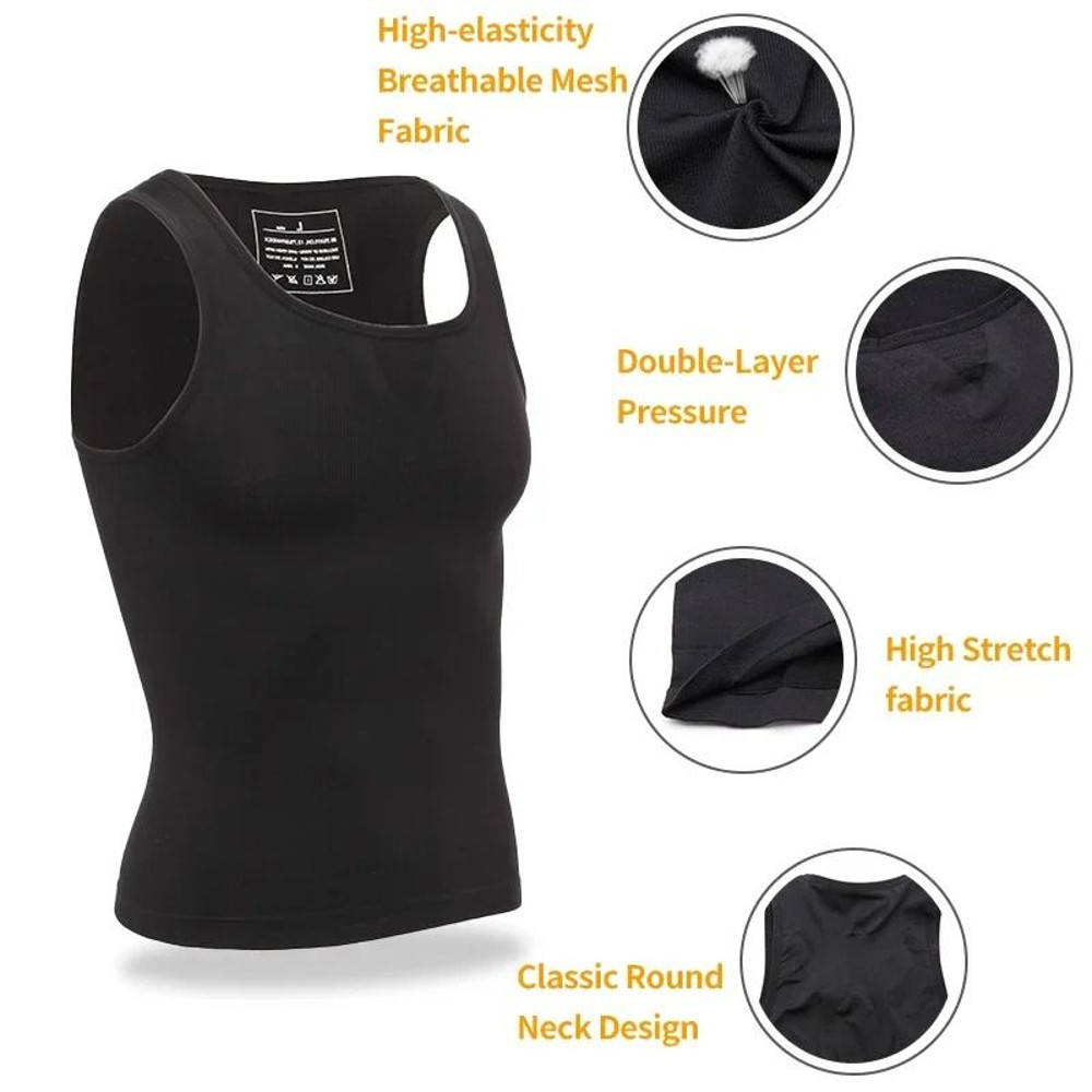 Mens Slimming Body Shaper Compression Shirt For Abdomen And Chest Support 3