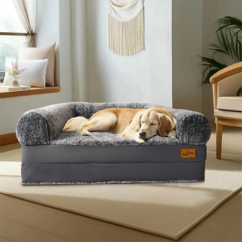 Human Size Giant Orthopedic Dog Bed 180cm Plush Foldable Calming Bed For Pets And Adults 4