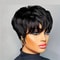 Pixie Cut Human Hair Wig With Bangs Short Bob Layered Brazilian Wig For Women 0