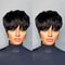 Pixie Cut Human Hair Wig With Bangs Short Bob Layered Brazilian Wig For Women 1
