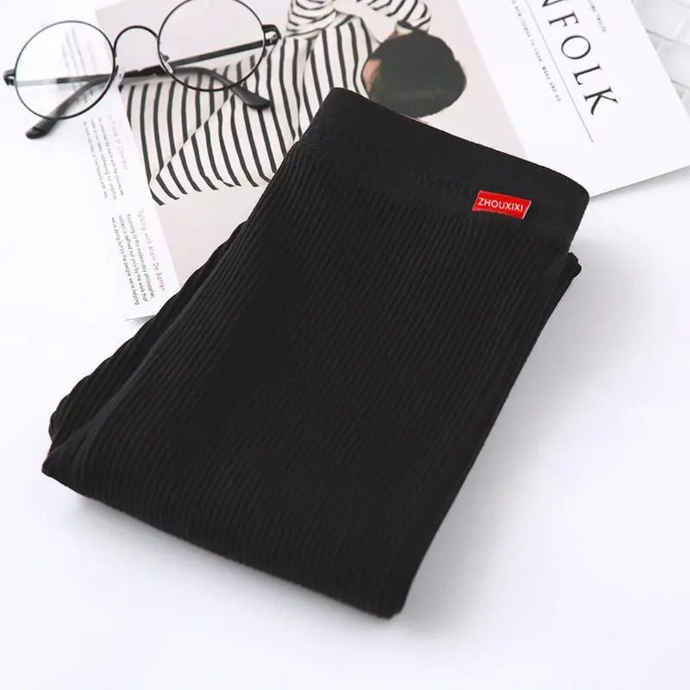 Ribbed High Waist Cotton Leggings For Women Warm Autumn Winter Casual Pants 7