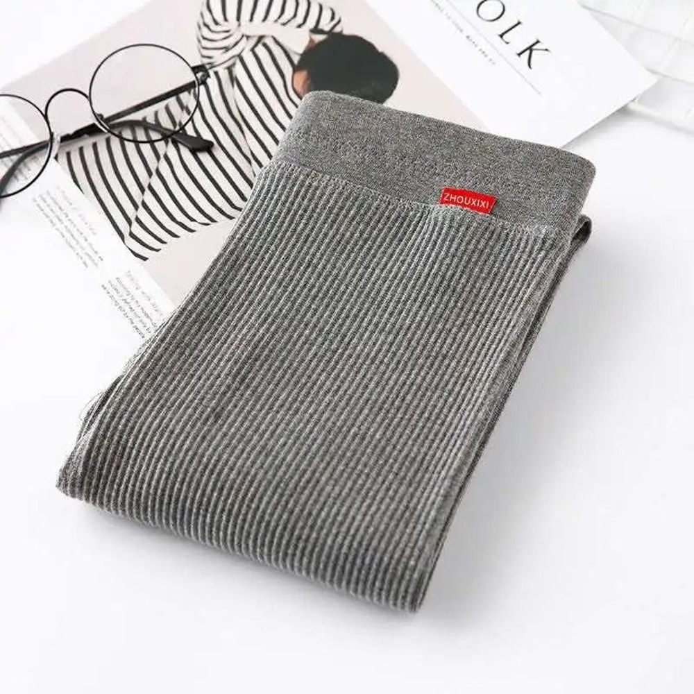 Ribbed High Waist Cotton Leggings For Women Warm Autumn Winter Casual Pants 11