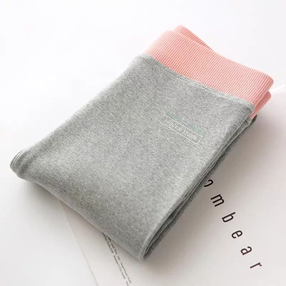 Ribbed High Waist Cotton Leggings For Women Warm Autumn Winter Casual Pants 14