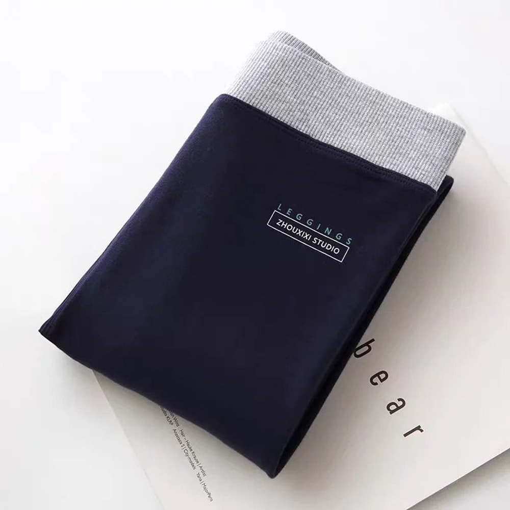 Ribbed High Waist Cotton Leggings For Women Warm Autumn Winter Casual Pants 15